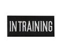 Embroidered black and white 'IN TRAINING' patch for dog harnesses and tactical gear - IN TRAINING (Black Border)