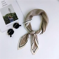 Pleated square scarf in coffee and beige with black V-stripe trim and chic sunshades - 26 Pleated Solid Frame Camel