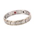 Men's titanium magnetic therapy bracelet with gold and silver links on white background - Detachable Silver Gold