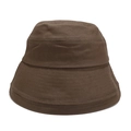 Vista detallada del sombrero de pescador marrón oscuro con ala reforzada y múltiples costuras - Verde Militar