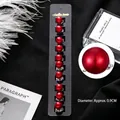 Lot de 10 mini barrettes perles rouges 0,9cm sur carte avec plumes décoratives - 13# Fausse Perle Rouge