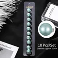 Lot de 10 pinces à cheveux perles vert menthe, diamètre 0,9 cm sur carte noire - 16# Fausse Perle Cyan
