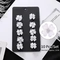 Lot de 10 mini barrettes fleurs blanches avec strass brillants et diamètre de 1,5 cm environ - 26# Style Trèfle Blanc