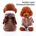 Brown fleece reindeer dog costume with double-layered thickness and cute antlers - XS / Brown Elk Transformation Outfit
