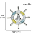 Spilla nautica a timone argentata con scritta Welcome Aboard e emblema di ancora - Timone della Nave (A00248)