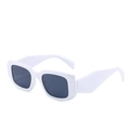Stylish white rectangular thick frame sunglasses with dark grey UV protective lenses - C3 White Frame Gray Lens