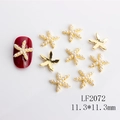 Goldener Seestern-Nagelschmuck mit weißen Perlen 11,3 mm für elegante Maniküre - Goldene Perle Seestern Stil (2072)