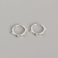 Minimalist S925 sterling silver hoop earrings with delicate silver bead edges - 925 Silver / White Gold