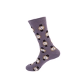 Purple-grey mid-calf crew sock featuring a detailed gold and black watch pattern - No. 051 Purple Watch