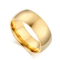 Bague large minimaliste en acier titane doré avec une surface polie et lisse - Taille 5 / 8mm / Or