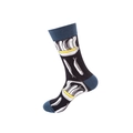 Cotton crew socks featuring vintage dark blue sardine tin pattern design - No. 069 Sardine Can
