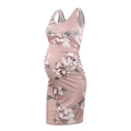 Robe de maternité sans manches à imprimé floral rose avec détails froncés sur le côté - S / Rose Lotus