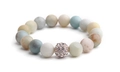Naturstein-Perlenarmband in Pastellfarben mit roségoldener Kristallkugel im Pavé-Schliff - Macaron Matte Perlen Mit Roségold Strass Kugel