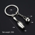 Silver bowling keychain with pin and ball charms featuring a polished metallic finish - Mini Bowling