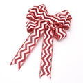 Nœud de Noël en toile de jute 25cm à motif ondulé rouge et blanc pour décoration - Rayé