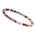 Detailed view of 4mm natural rhodonite stone beads with pink and grey marble textures - Rhodonite with Black Lines