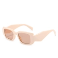 Lunettes de soleil carrées oversize beige crème avec monture épaisse rétro et verres teintés - C6 Monture Beige Verres Thé