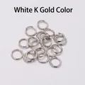 Detailed view of bulk silver tone open jump rings for DIY jewelry necklace assembly - White Gold / 0.5*3mm/4g/pack/200 Pieces [wire Diameter*outer Diameter]