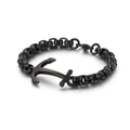 Bracciale vintage da uomo con chiusura ad ancora e catena spessa in acciaio inossidabile - Nero