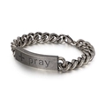 Retro stainless steel curb chain bracelet for men with cross and Pray engraved plate - Antique Silver (KB114167-KFC)