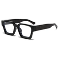 Square black thick frame glasses with dark red marble pattern on temple arms - Black Marble Pattern Frame Clear Lens