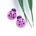 Pair of purple resin ladybug charms for DIY hair clips and creative phone cases - Purple