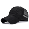 Berretto da baseball in mesh nero traspirante con ricamo SPORT 3D tono su tono - Regolabile / Nero