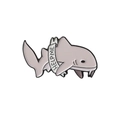 Cartoon Hai Emaille-Anstecker mit HELP ME Schleife in Grau und Weiß Finish - HELP ME Hai / Grau
