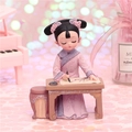 Q-version resin Chinese princess figurine in pink cheongsam painting at a desk - Painting Style (060-11B)