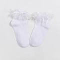 Calcetines cortos Lolita blancos con encaje elegante y un lazo decorativo delicado - Talla única / Blanco