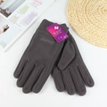 Gants d'hiver thermiques en polaire gris anthracite avec broderie et étiquettes - Taille unique / Gris Foncé Homme