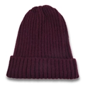 Classic ribbed knit beanie in wine red color with a stylish folded cuff for unisex - Burgundy
