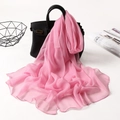Pink lightweight long chiffon scarf for women with elegant drape and soft texture - Pink