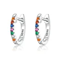 Orecchini a cerchio in argento sterling 925 con zirconi arcobaleno e finitura in oro bianco - Argento/Zircone Arcobaleno
