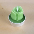 Delicate light green rose shaped succulent candle in a silver aluminum metal base - Light Green Rose Style (11)