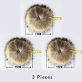 Three 15cm natural raccoon fur pompoms in brown gradient for hats and clothing accessories - 15CM Raccoon Fur 3-Piece Set