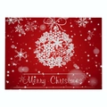 Red Christmas placemat with snowflake ornament design and Merry Christmas greeting - Cd035-20 / 32*21cm (Waterproof Polyester Linen)