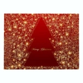 Red Christmas placemat featuring a golden Merry Christmas script and festive tree silhouette - Cd035-5 / 32*21cm (Waterproof Polyester Linen)