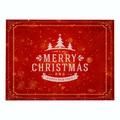 Red Christmas placemat with golden vine borders and white tree silhouettes - Cd035-6 / 32*21cm (Waterproof Polyester Linen)