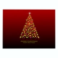 Dark red Christmas linen placemat featuring a golden reindeer tree and holiday greetings - Cd035-1 / 32*21cm (Waterproof Polyester Linen)