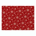 Christmas placemat in red linen fabric with festive white and gold snowflake patterns - Cd035-40 / 32*21cm (Waterproof Polyester Linen)