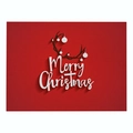 Red linen Christmas placemat featuring white Merry Christmas text and elk antlers - Cd035-30 / 32*21cm (Waterproof Polyester Linen)
