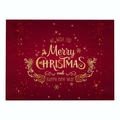Christmas cotton linen placemat in deep red with gold Merry Christmas lettering - Cd035-8 / 32*21cm (Waterproof Polyester Linen)