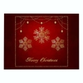 Red Christmas placemat with gold snowflakes and Merry Christmas lettering - Cd035-24 / 32*21cm (Waterproof Polyester Linen)