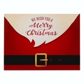 Christmas Santa style red linen placemat with belt design and holiday greeting text - Cd035-37 / 32*21cm (Waterproof Polyester Linen)