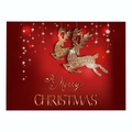 Christmas cotton linen placemat with gold reindeer and red festive star design - Cd035-32 / 32*21cm (Waterproof Polyester Linen)