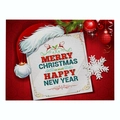 Christmas red cotton linen placemat with festive Merry Christmas print and snowflakes - Cd037-23 / 32*21cm (Waterproof Polyester Linen)
