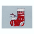 Christmas snowman and red stocking placemat in textured linen for holiday table decor - Cd037-6 / 32*21cm (Waterproof Polyester Linen)