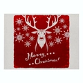 Christmas reindeer and snowflake cotton linen placemat in festive red with Merry Christmas text - Cd037-22 / 32*21cm (Waterproof Polyester Linen)