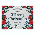 Christmas cotton linen placemat with red flowers and Merry Christmas greeting - Cd037-5 / 32*21cm (Waterproof Polyester Linen)